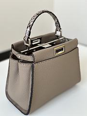 Fendi Peekaboo Mini Dove Grey Selleria Bag -23x18x11cm - 3