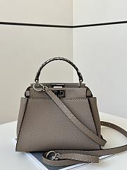 Fendi Peekaboo Mini Dove Grey Selleria Bag -23x18x11cm - 2