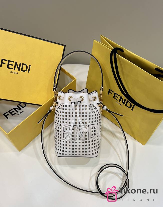 Fendi Mon Tresor White Leather Mini Bag - 18x14x12cm - 1