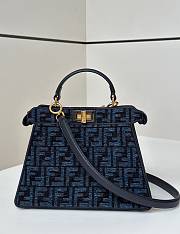 Fendi Peekaboo ISeeU Small Blue FF Bag - 27×11×20cm - 1