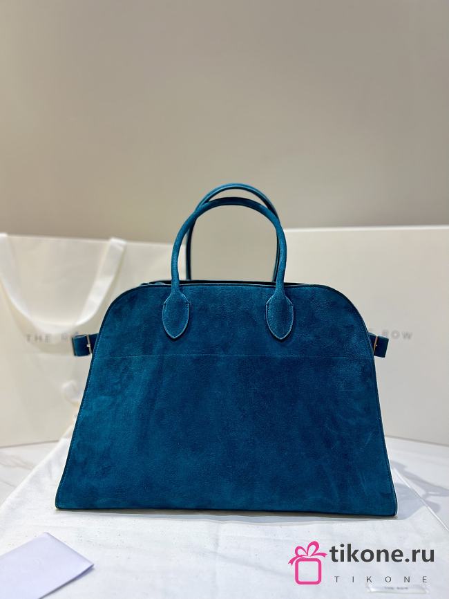 The Row Soft Margaux 15 Bag in Suede Blue - 38×24×27cm - 1