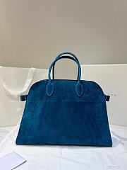 The Row Soft Margaux 15 Bag in Suede Blue - 38×24×27cm - 1