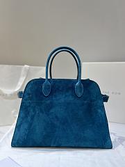 The Row Soft Margaux 15 Bag in Suede Blue - 38×24×27cm - 4