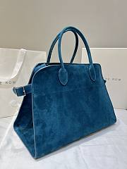 The Row Soft Margaux 15 Bag in Suede Blue - 38×24×27cm - 3