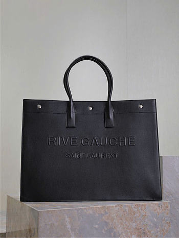 YSL Rive Gauche Large Tote Bag In Smooth Leather Black - 48x36x16cm