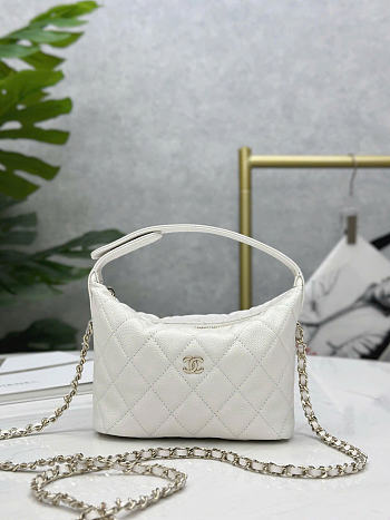 Chanel Hobo Caviar Leather White - 21.5x19x6cm