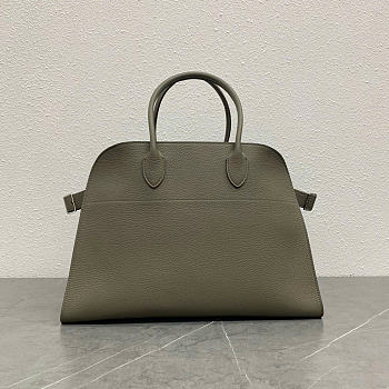 The Row Soft Margaux 15 Bag in Grained Calfskin Leather Elephant Gray - 38x24x27cm