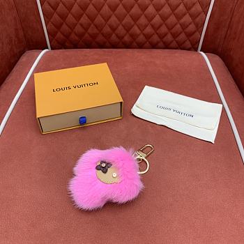 LV Vivienne Fur Key Holder Pink