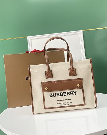 Buberry Small Freya Tote Natural/ Tan - 33x12.5x26cm