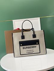 Buberry Small Freya Tote Natural/ Black - 33x12.5x26cm - 1