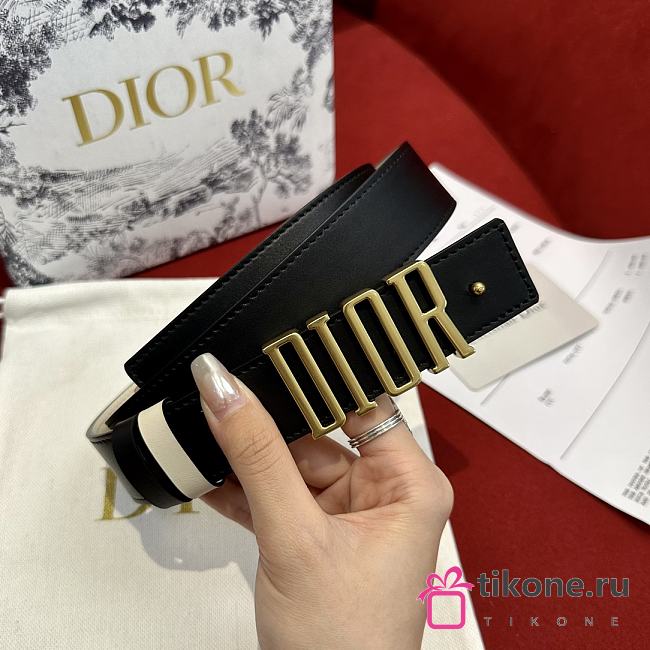 Dior D-Fence Reversible Belt Black and Latte Smooth Calfskin 30mm - 1