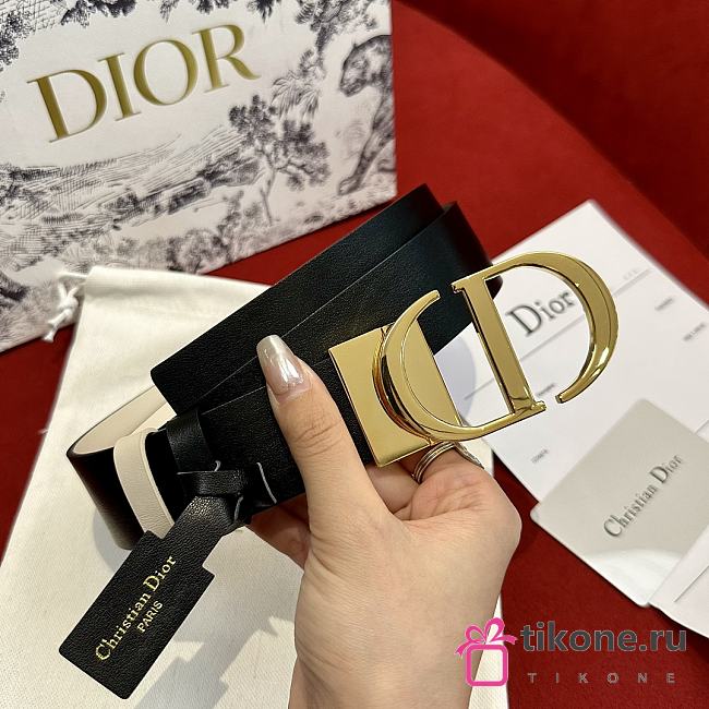 Dior 30 Montaigne Reversible Belt Black and Latte Smooth Calfskin 35mm - 1