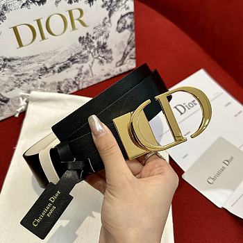 Dior 30 Montaigne Reversible Belt Black and Latte Smooth Calfskin 35mm