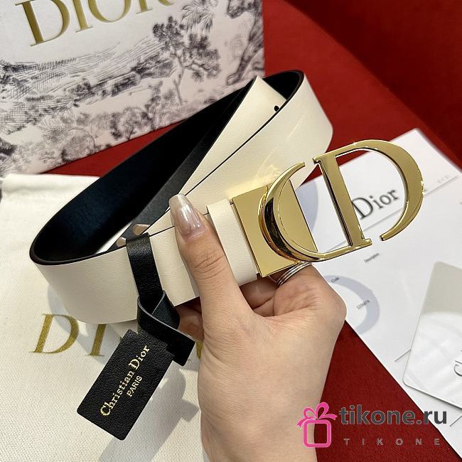 Dior 30 Montaigne Reversible Belt Latte and Black Smooth Calfskin 35mm - 1