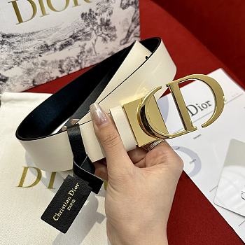 Dior 30 Montaigne Reversible Belt Latte and Black Smooth Calfskin 35mm