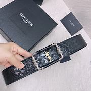 YSL Monogram Crocodile Embossed Leather Vintage Belt Black 45mm - 2