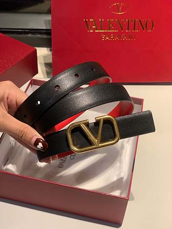 VLTN Reversible Vlogo Signature Belt In Black/ Red Glossy Calfskin 20mm