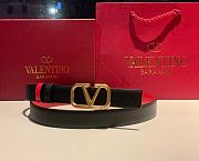 VLTN Reversible Vlogo Signature Belt In Black/ Red Glossy Calfskin 20mm - 4