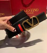 VLTN Reversible Vlogo Signature Belt In Black/ Red Glossy Calfskin 30mm - 1