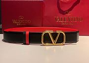 VLTN Reversible Vlogo Signature Belt In Black/ Red Glossy Calfskin 30mm - 5