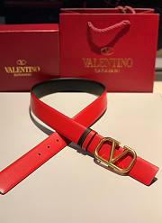 VLTN Reversible Vlogo Signature Belt In Black/ Red Glossy Calfskin 30mm - 2