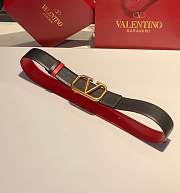 VLTN Reversible Vlogo Signature Belt In Black/ Red Glossy Calfskin 40mm - 2