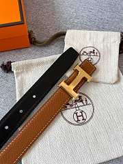 Hermes Mini Constance Martelee Belt Buckle & Reversible Leather Strap Black/ Brown 24mm - 2