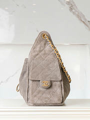 Chanel Drawstring Bucket Hobo Small Suede Gray - 30×26×14cm - 5