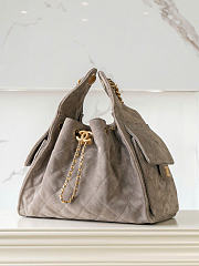 Chanel Drawstring Bucket Hobo Small Suede Gray - 30×26×14cm - 3