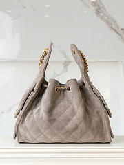 Chanel Drawstring Bucket Hobo Small Suede Gray - 30×26×14cm - 2