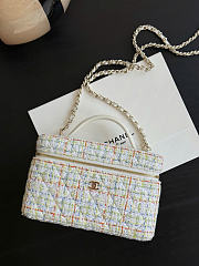 Chanel Classic Clutch with Chain Cotton Wool Tweed Gold White Multicolor - 19.5x17x5cm - 1