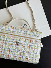 Chanel Classic Clutch with Chain Cotton Wool Tweed Gold White Multicolor - 19.5x17x5cm - 4