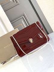 Blvgari Serpenti Forever Crossbody Bag Patent Wine Red - 25x17x8cm  - 1