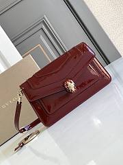 Blvgari Serpenti Forever East West Handbag Shoulder Bag Patent Wine Red - 22x13x5.5cm - 1