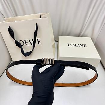 Loewe Graphic Belt In Classic Calfskin Black Silver 1.5cm