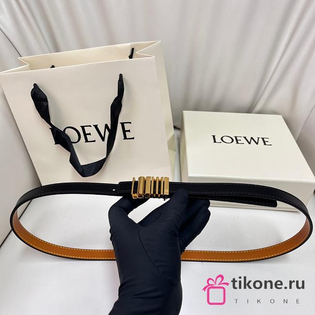 Loewe Graphic Belt In Classic Calfskin Black Gold 1.5cm - 1