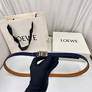 Loewe Graphic Belt In Classic Calfskin Navy Silver 1.5cm - 1