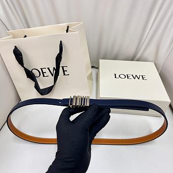 Loewe Graphic Belt In Classic Calfskin Navy Silver 1.5cm