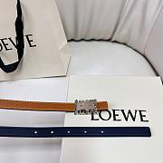 Loewe Graphic Belt In Classic Calfskin Navy Silver 1.5cm - 5