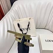 Loewe Graphic Belt In Classic Calfskin Green Silver 1.5cm - 6