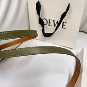 Loewe Graphic Belt In Classic Calfskin Green Silver 1.5cm - 5