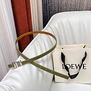 Loewe Graphic Belt In Classic Calfskin Green Silver 1.5cm - 2