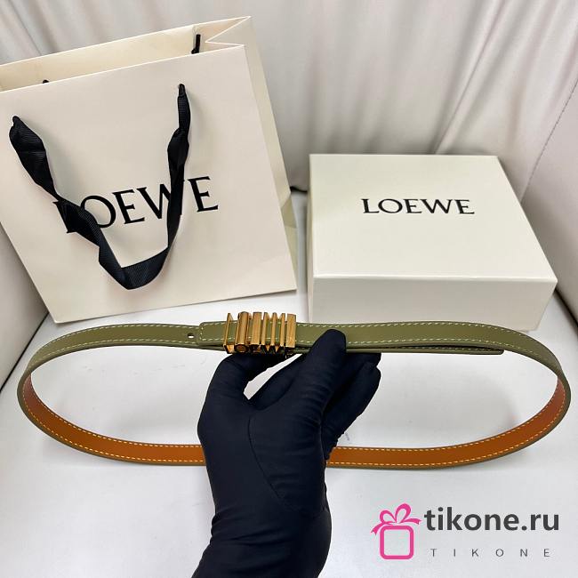 Loewe Graphic Belt In Classic Calfskin Green Gold 1.5cm - 1