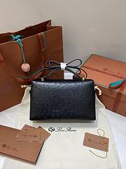 Loro Piana Extra Bag L27 Ostrich Leather Black - 27x16x10cm - 4