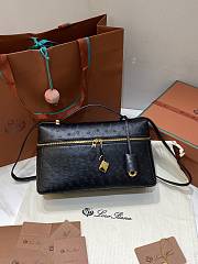 Loro Piana Extra Bag L27 Ostrich Leather Black - 27x16x10cm - 3