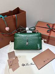 Loro Piana Extra Bag L27 Ostrich Leather Green - 27x16x10cm - 1