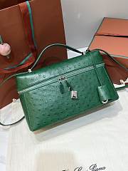 Loro Piana Extra Bag L27 Ostrich Leather Green - 27x16x10cm - 6