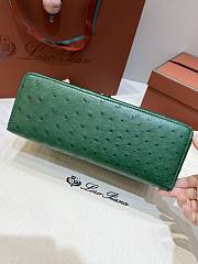 Loro Piana Extra Bag L27 Ostrich Leather Green - 27x16x10cm - 2