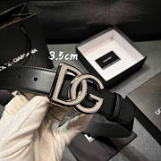 D&G Lux Leather Belt With Crossover DG Logo Silver Buckle Black 35mm - 5