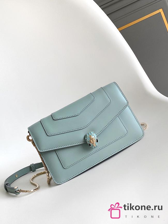 Blvgari Serpenti Forever Chain Wallet Calf Leather Light Blue - 20x12x4.5cm - 1